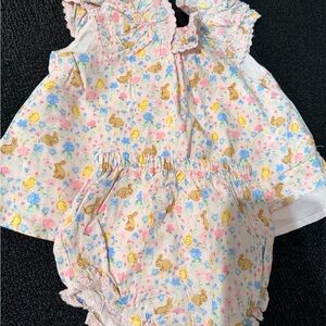 Janie and Jack Floral Bunny Matching Set - Pink and Blue